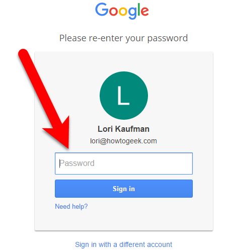 Nhập mật khẩu cho tài khoản Google của bạn và nhấn Enter.